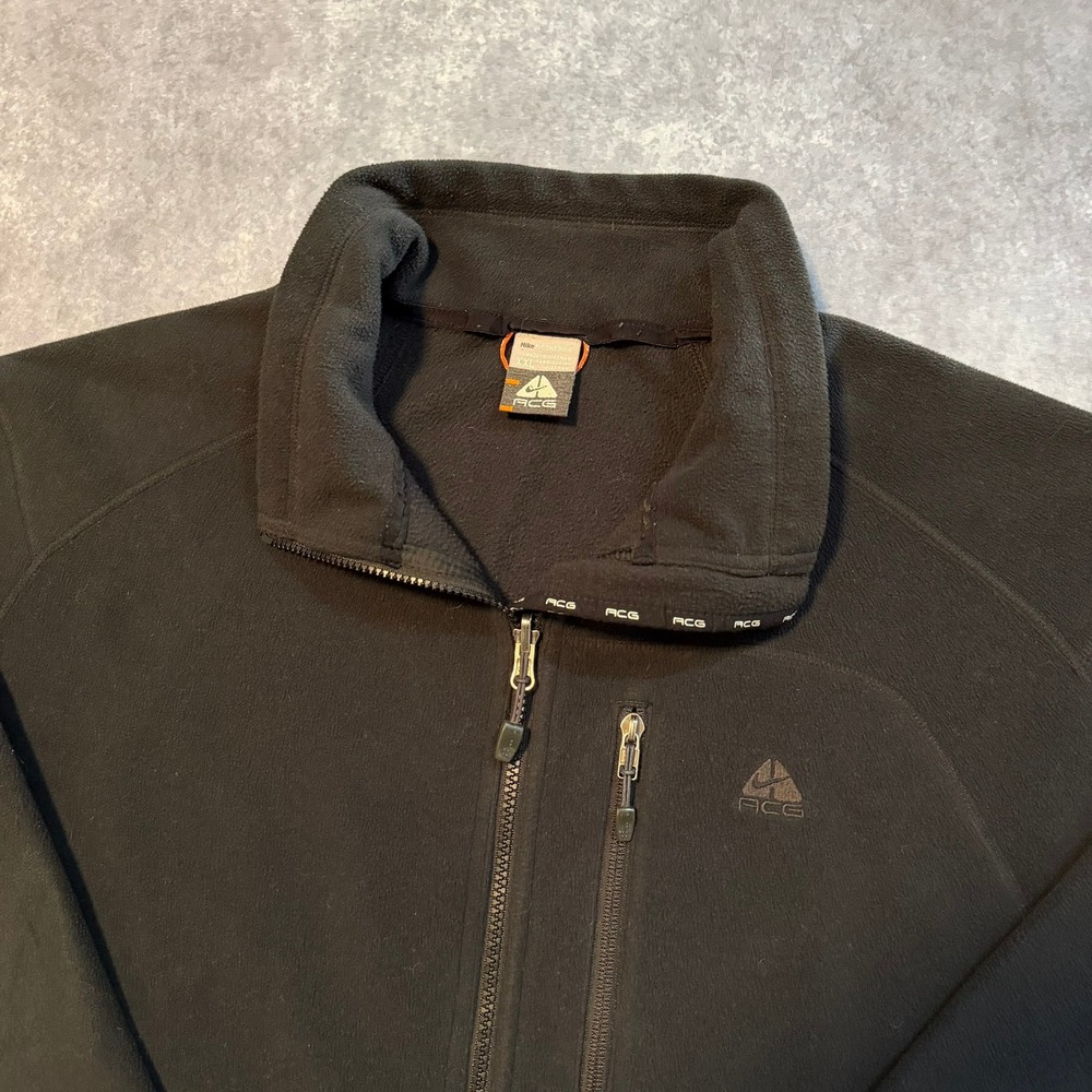 Nike ACG Fit Therma Fleece Full Zip Jacket Mens XXL Black‎ Grey Vintage 00s